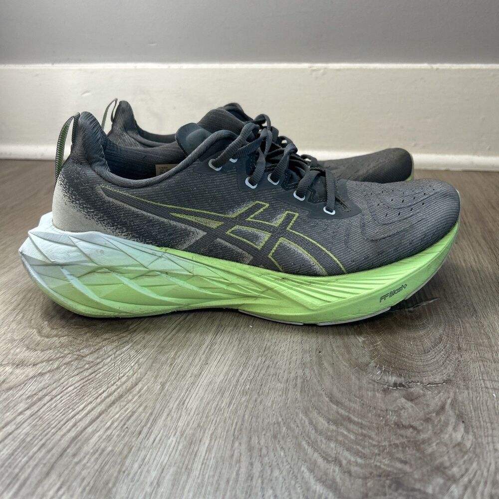 Asics Novablast 4 Running Shoes Men's 8.5 Gray Green Athletic Sneakers F131123